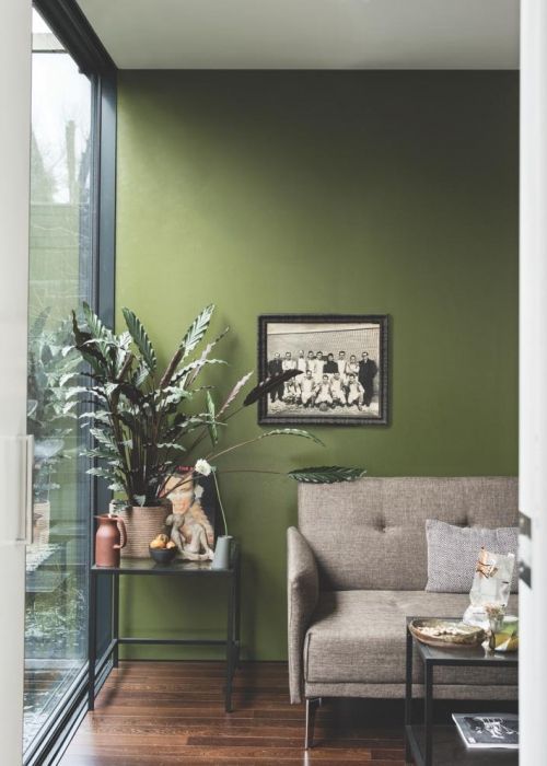 wandgestaltung-wohnzimmer-grun-41 Nappali design zöld