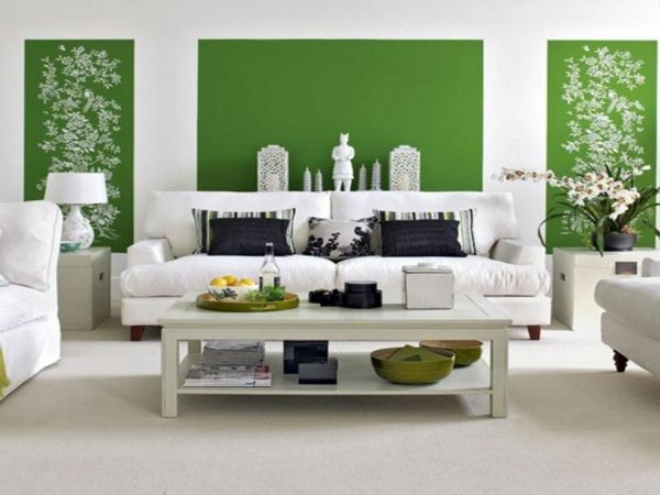 wandgestaltung-wohnzimmer-grun-41_18 Nappali design zöld