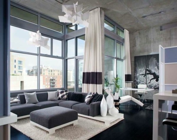 wohnzimmer-gestalten-grau-weiss-50_10 Design nappali szürke fehér
