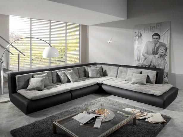 wohnzimmer-gestalten-grau-weiss-50_8 Design nappali szürke fehér