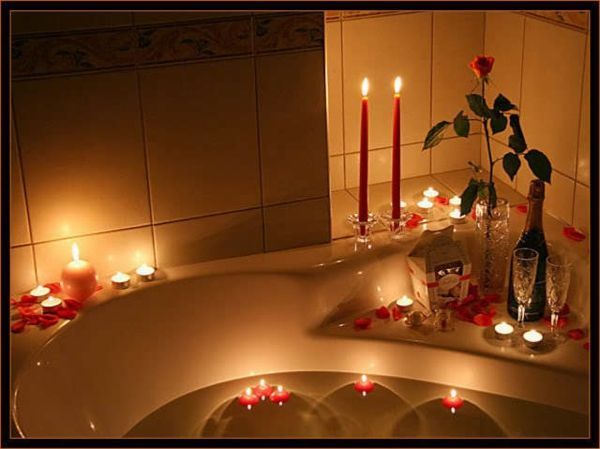Romantikus fürdőszoba dekoráció