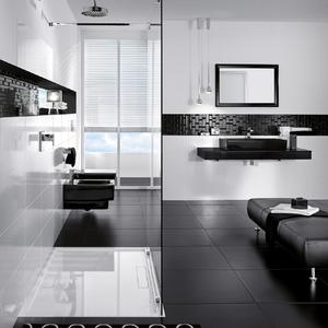 Fürdőszoba csempe ötletek fekete-fehér