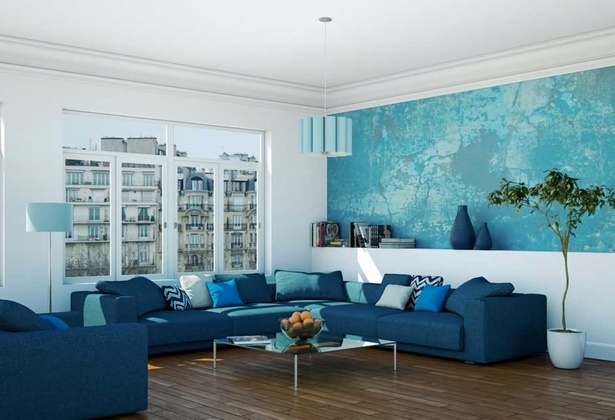 wohnzimmer-deko-blau-39_17 Nappali dekoráció kék