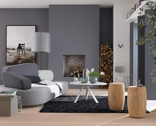 farbgestaltung-wohnzimmer-grau-91 Színes design nappali szürke