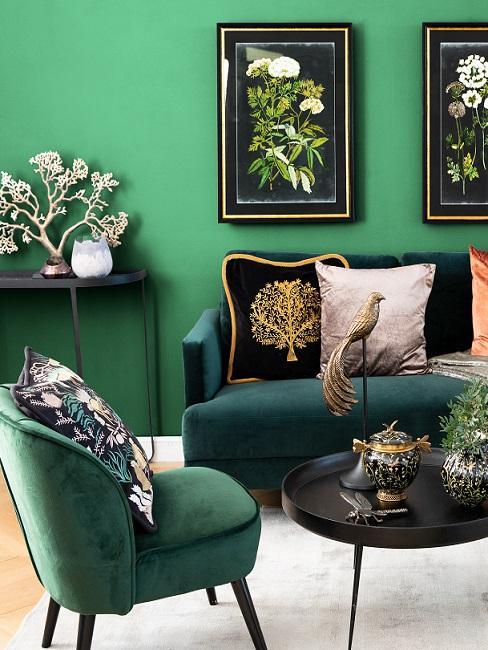 Zöld fal színe-nappali
