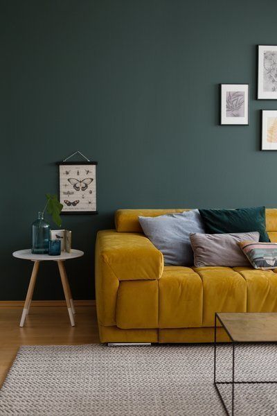 wandgestaltung-wohnzimmer-grau-grun-00_6 Fal design nappali szürke-zöld