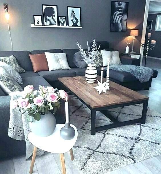 wohnzimmer-ideen-graues-sofa-42_14 Nappali ötletek szürke kanapé