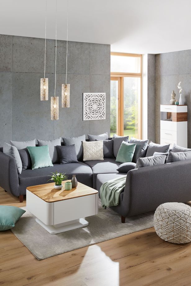 wohnzimmer-ideen-graues-sofa-42_16 Nappali ötletek szürke kanapé