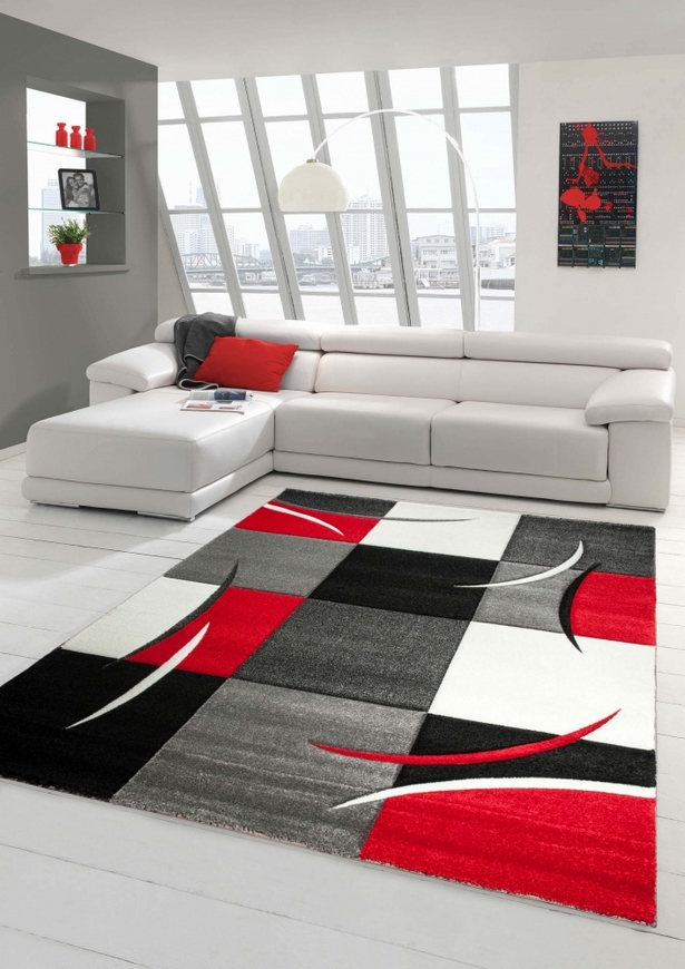 wohnzimmer-schwarz-weiss-rot-70_5 Nappali fekete fehér piros