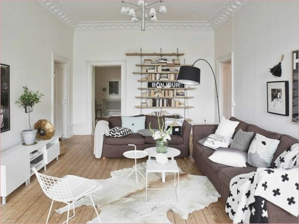 wohnzimmer-ideen-braune-couch-60_2 Nappali ötletek Barna Kanapé