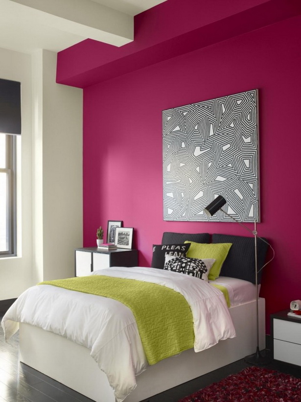 wandgestaltung-farbe-schlafzimmer-52 Fal tervezés színes hálószoba