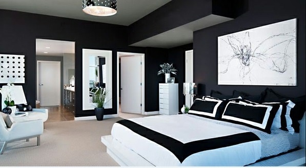 schlafzimmer-ideen-schwarzes-bett-25 Hálószoba ötletek fekete ágy