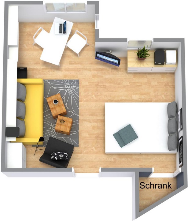 wohn-und-schlafraum-in-einem-einrichtungsideen-61_4 Nappali és hálószoba egy lakberendezési ötletek