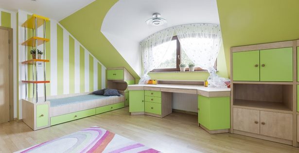 kinderzimmer-streichen-dachschrage-22_13 Gyermek szobák festék tető lejtőn