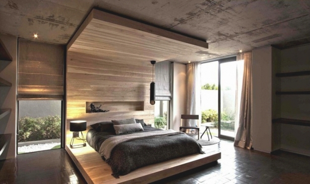 Modern fából készült hálószoba