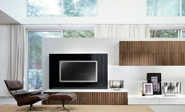 wandgestaltung-wohnzimmer-fernsehwand-26_9 Fal tervezés nappali TV fal