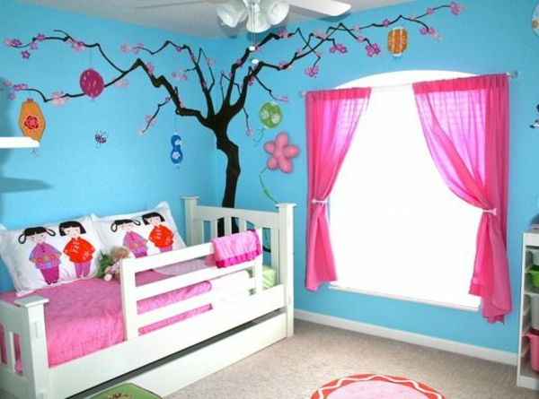 wandgestaltung-kinderzimmer-mit-farbe-25_9 Fali tervezés gyermekszoba színes