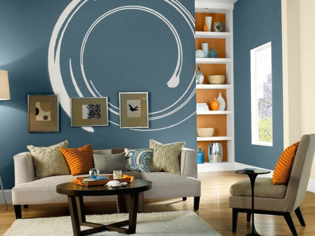 farbige-wandgestaltung-wohnzimmer-25 Színes fal design nappali